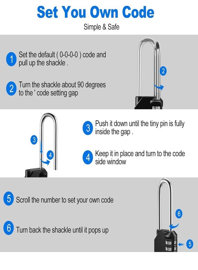 Sakar 4 Digit Outdoor Waterproof Resettable Combination Padlock | Heavy Duty Long Shackle Lock for Gate, Gym, Fence, Storage, Shed, Locker Anti-Rust Security Code & Indoor Use Strong Steel Maximum - Image 3